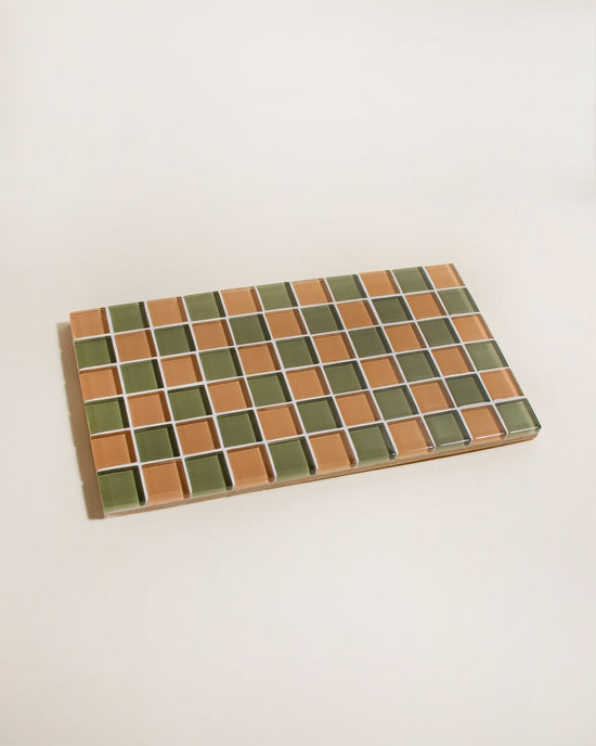 Subtle Art Studios Glass Tile Decorative Tray - I Olive You Checkered - lily & onyx