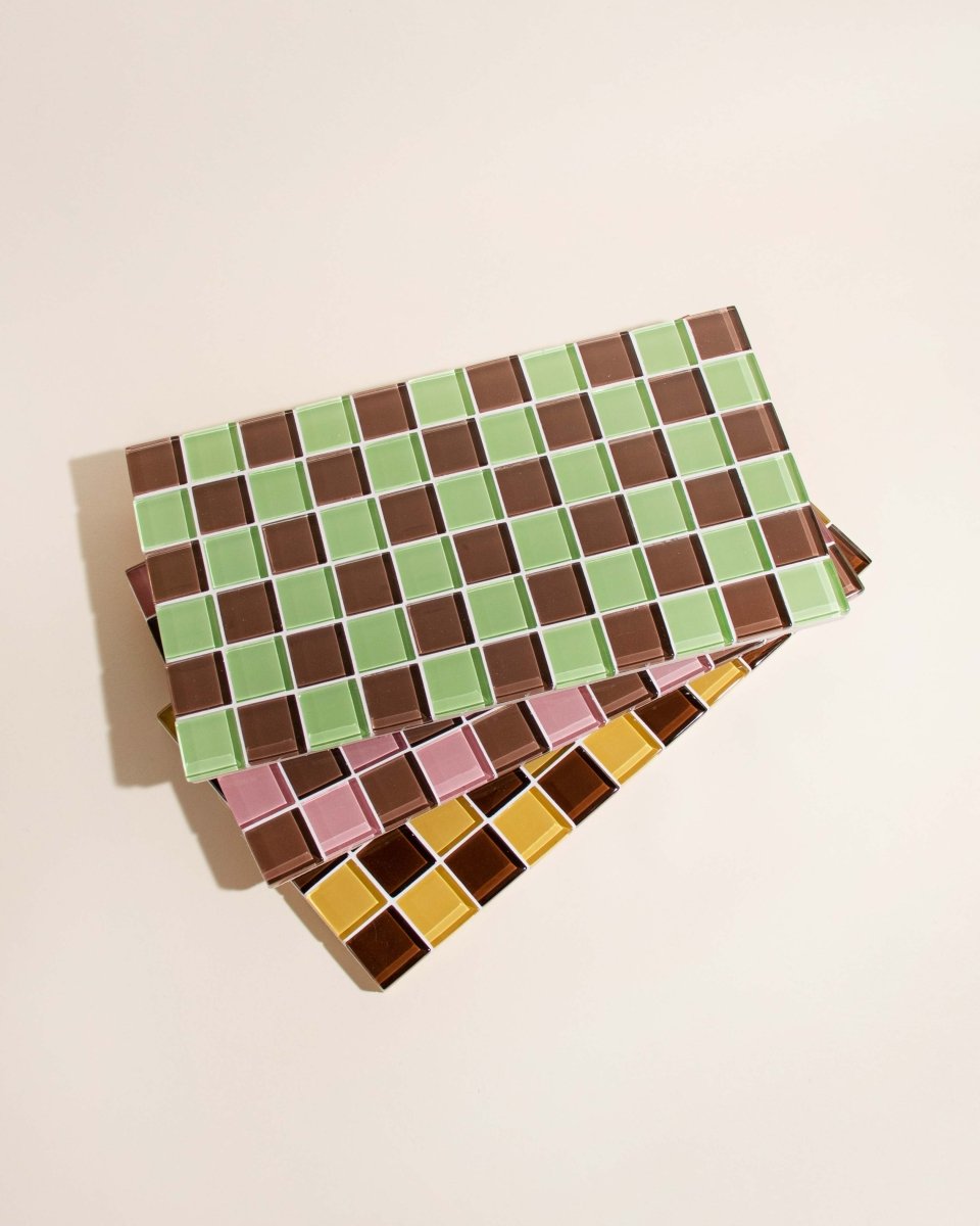 Subtle Art Studios Glass Tile Decorative Tray - Mint Dark Chocolate - lily & onyx