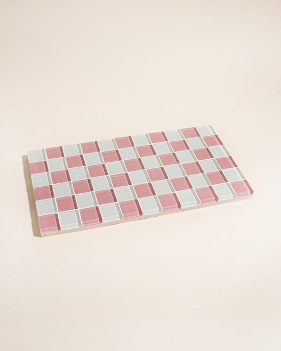 Subtle Art Studios Glass Tile Decorative Tray - Pink Himalayan Salt Milk Chocolate - lily & onyx