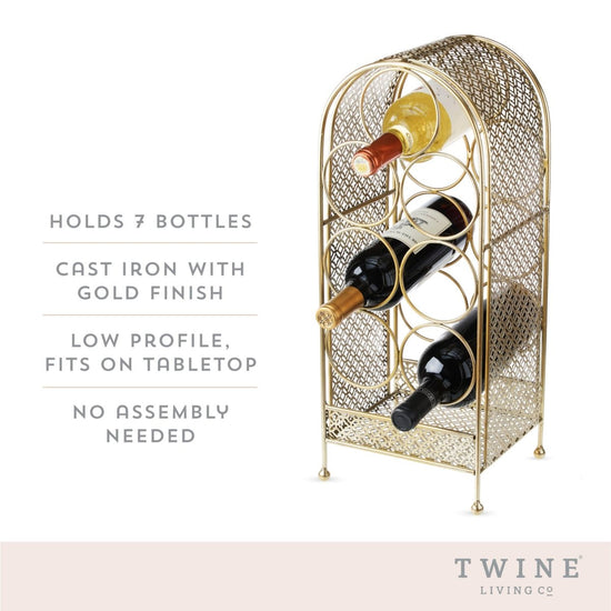 Twine Gold Trellis 7 Bottle Cast Iron Wine Rack - lily & onyx