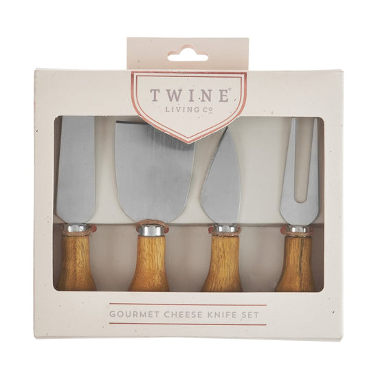 Twine Gourmet Cheese Knives with Acacia Wood Handle, Set of 4 - lily & onyx