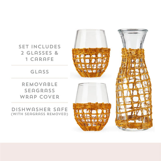 Twine Living Island Carafe & Stemless Wine Glass Set - lily & onyx