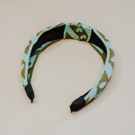 Denim & Daisy Knotted Heart Headband Green - lily & onyx