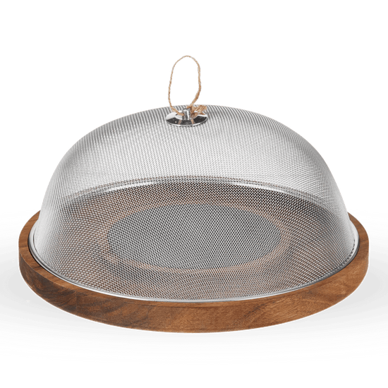 Twine Modern Manor Slate & Acacia Cheese Board with Mesh Dome - lily & onyx