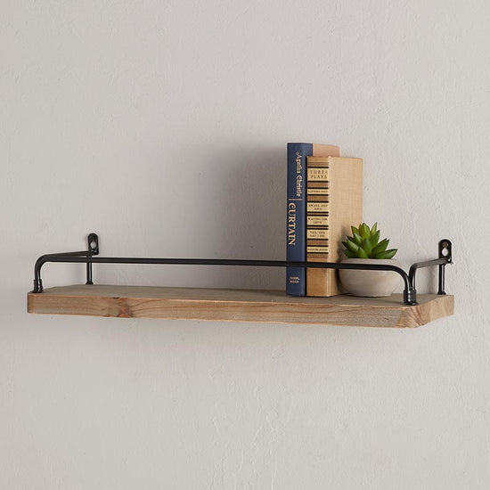 47th & Main Modern Wood & Metal Floating Wall Shelf, Set Of 2 - lily & onyx