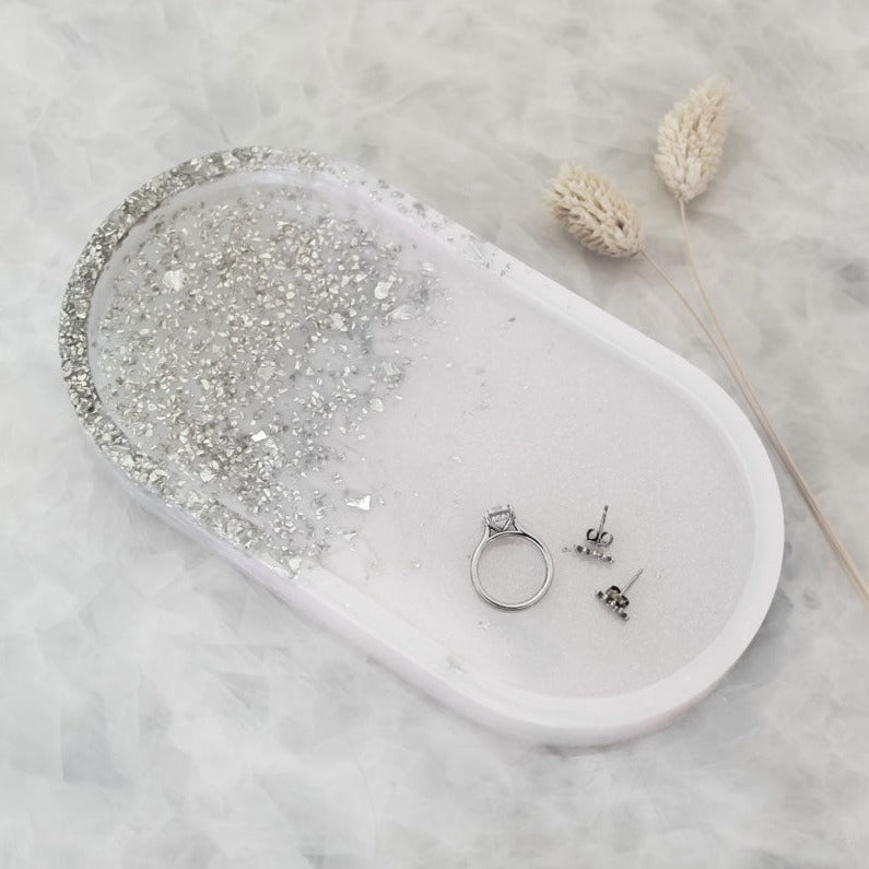 esselleSF Pearl White Crushed Glass Vanity Tray - lily & onyx