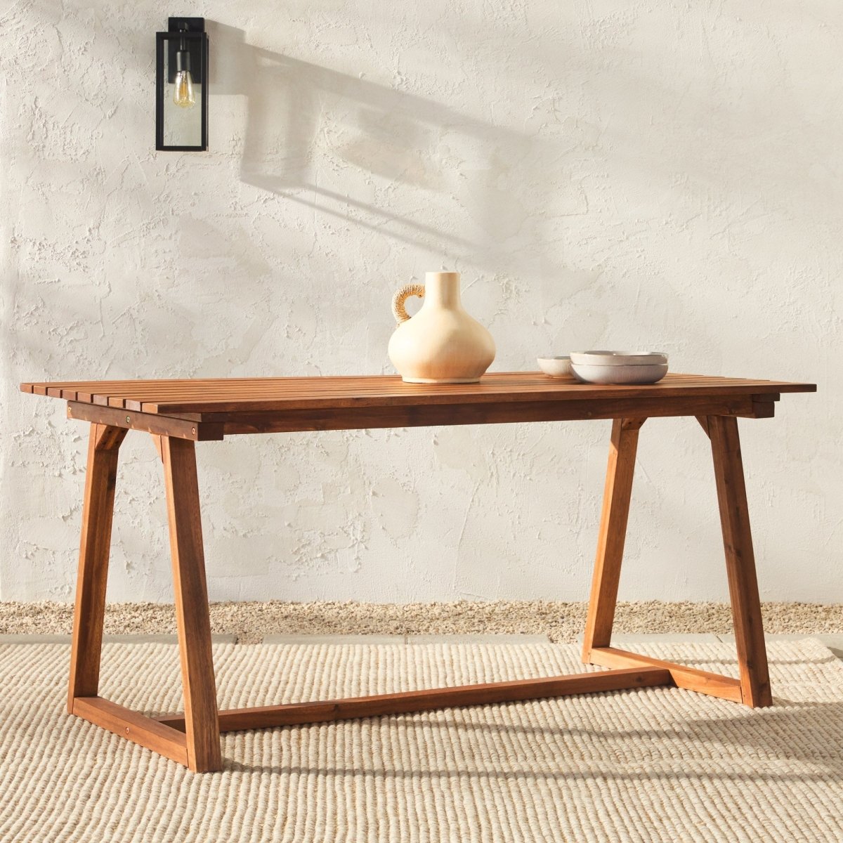 Walker Edison Prenton Modern Solid Wood Geometric Outdoor Dining Table - lily & onyx
