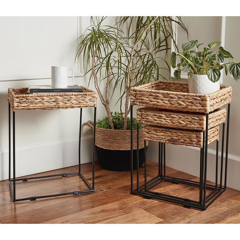 47th & Main Seagrass Nested Tables & Plant Stand, Set Of 3 - lily & onyx