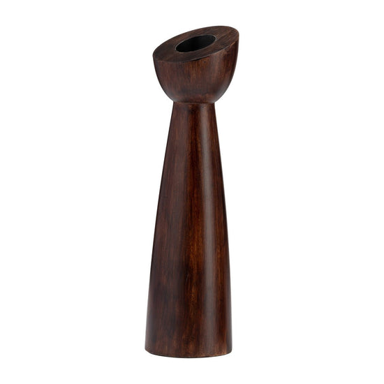 Sagebrook Home Slanted Wood Candle Holder, Brown - lily & onyx