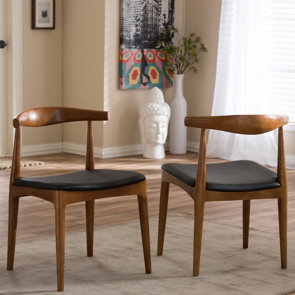Baxton Studio Sonore Solid Wood Mid-Century Style Accent Chair Dining Chair - Set of 2