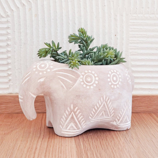 KORISSA Terracotta Pot - Folk Elephant - lily & onyx