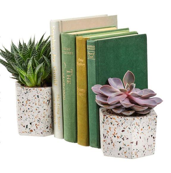 texxture Terrazza™ Hex Holders, Set Of 2 - 4 Inch - lily & onyx