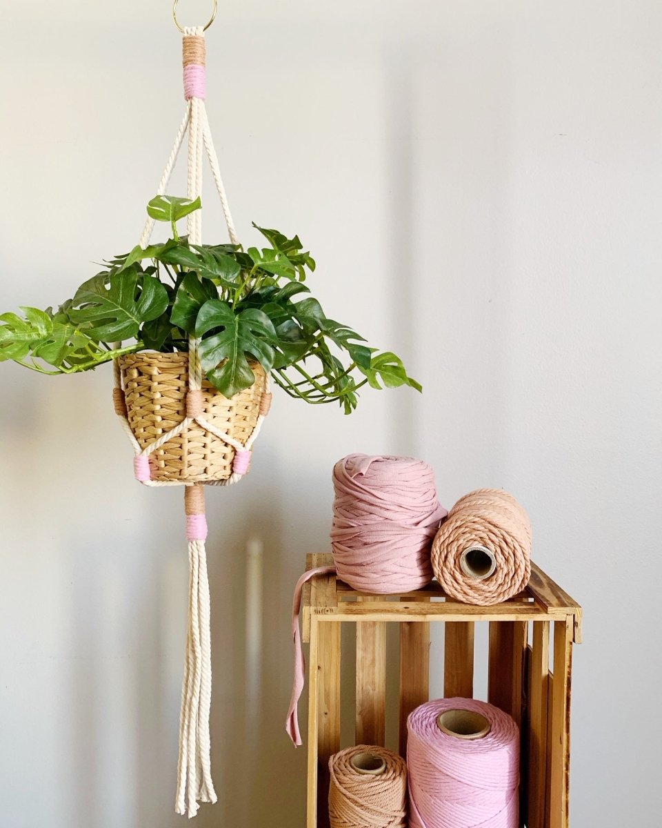 I Would Rather Knot Think Pink Macrame Plant Hanger - lily & onyx