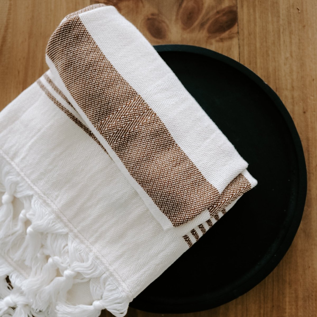 Sweet Water Decor Turkish Cotton + Bamboo Hand Towel - Neutral Stripes - lily & onyx