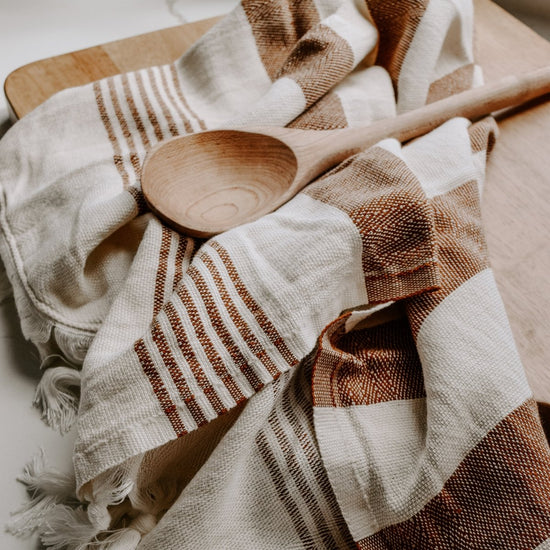 Sweet Water Decor Turkish Cotton + Bamboo Hand Towel - Neutral Stripes - lily & onyx