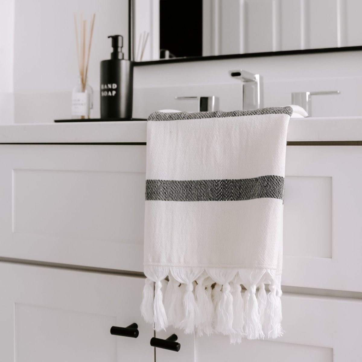 Sweet Water Decor Turkish Cotton + Bamboo Hand Towel - Single Stripe - lily & onyx