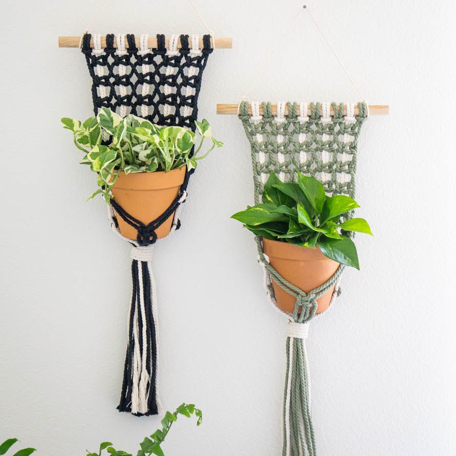 two tone macrame plant hanger Two-Tone Color Block Macrame Plant Hanger