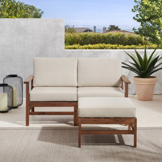 Walker Edison Vincent 3-Piece Modern Chevron Acacia Outdoor Sectional - lily & onyx