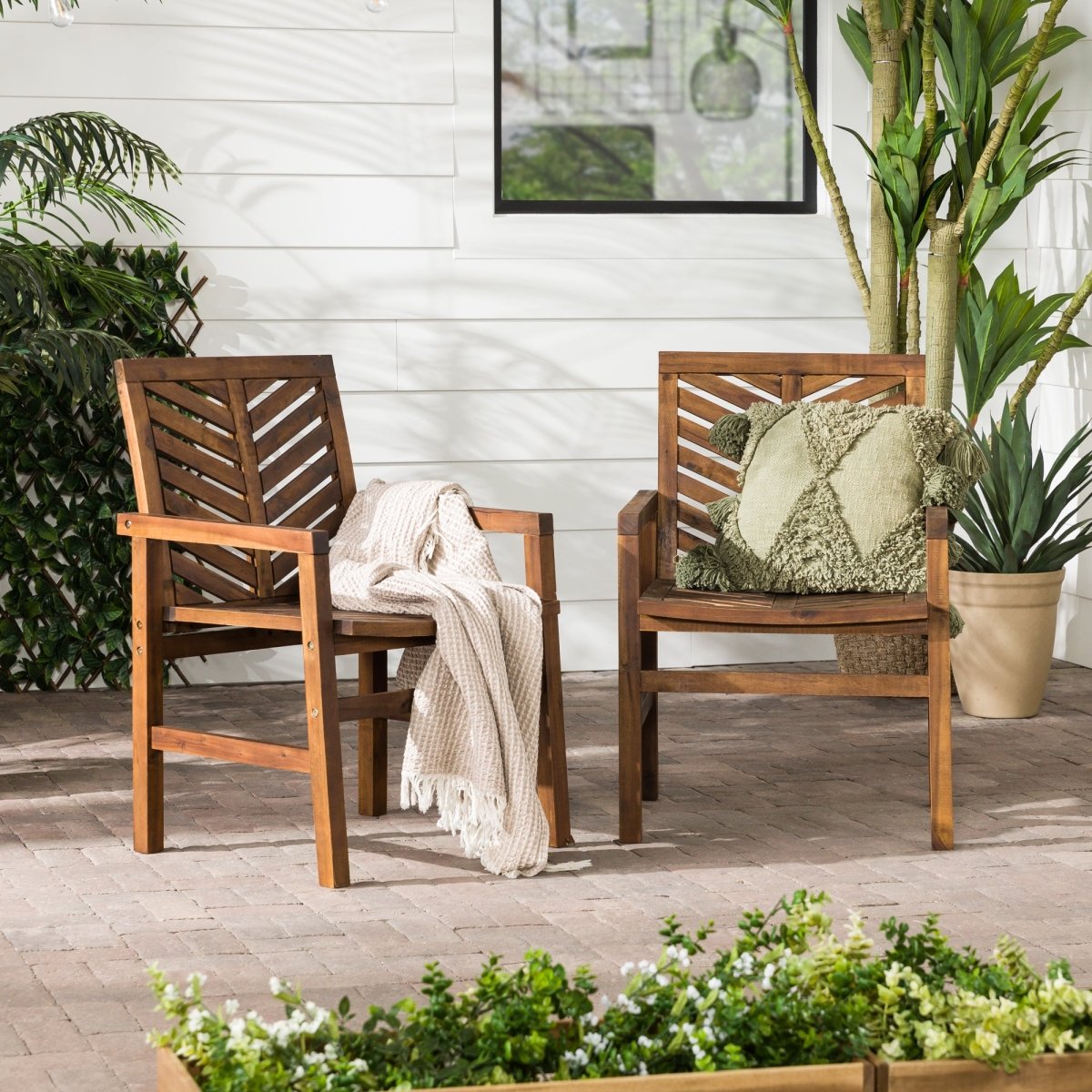 Walker Edison Vincent Patio Wood Chairs, Set of 2 - lily & onyx