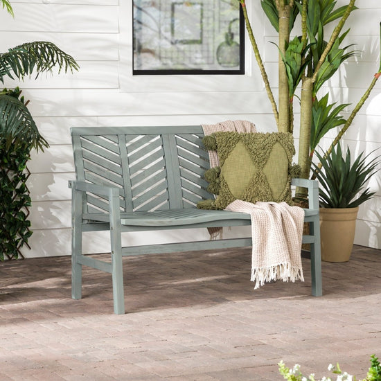 Walker Edison Vincent Patio Wood Loveseat Bench - lily & onyx