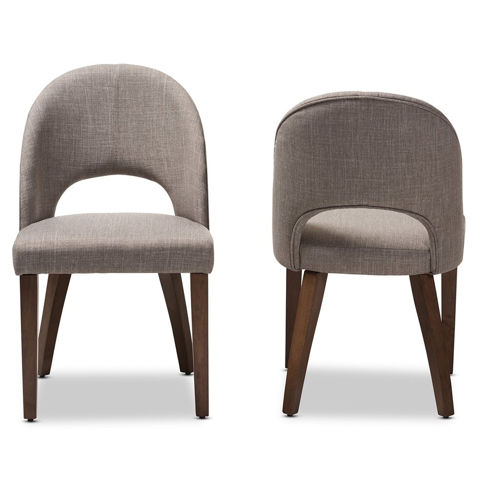 Baxton Studio Wesley Mid Century Modern Fabric Upholstered Walnut Finished Wood Dining Chair, Set Of 2 - lily & onyx