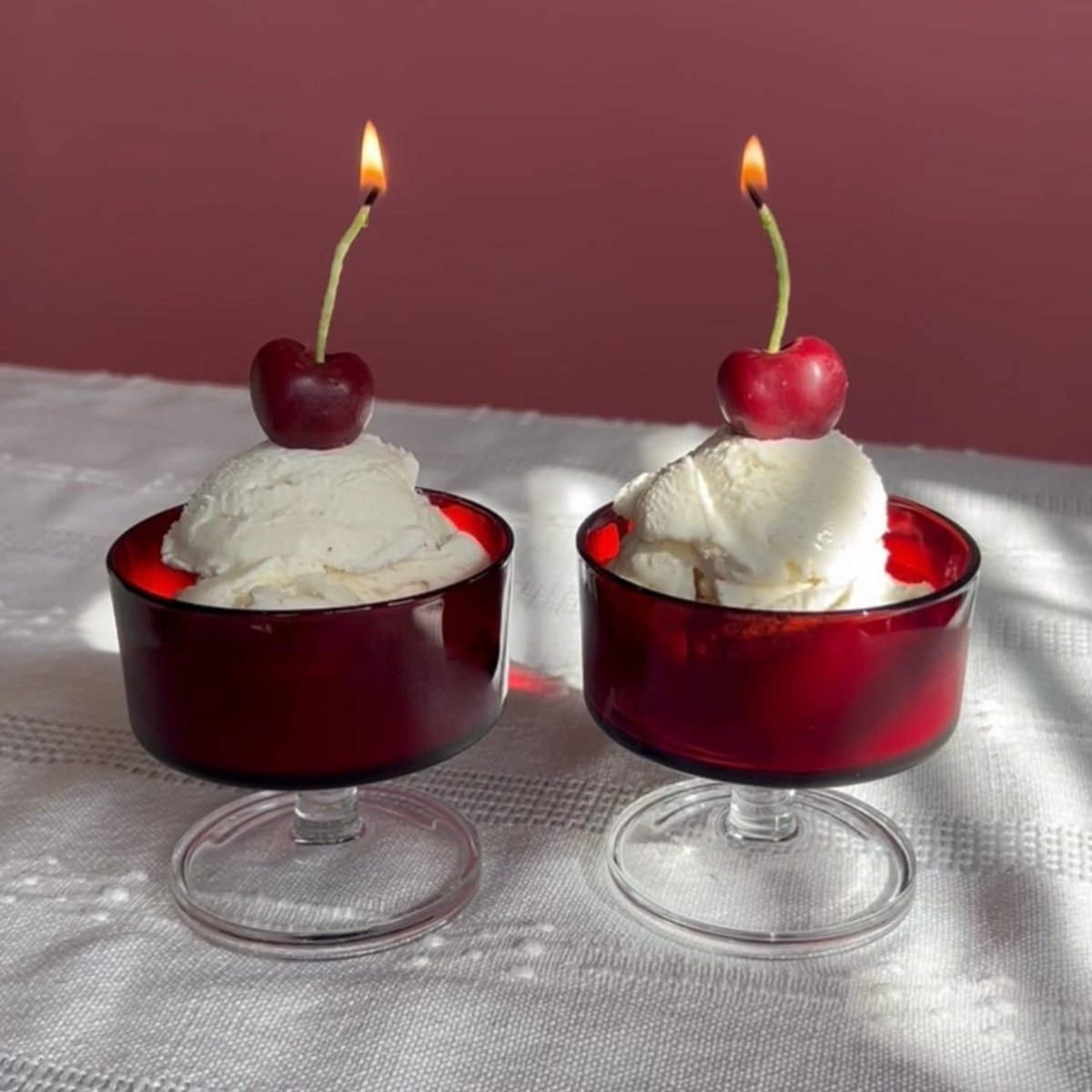 Happy Organics Dark Red Cherry Beeswax Birthday Candles - 10 Pack