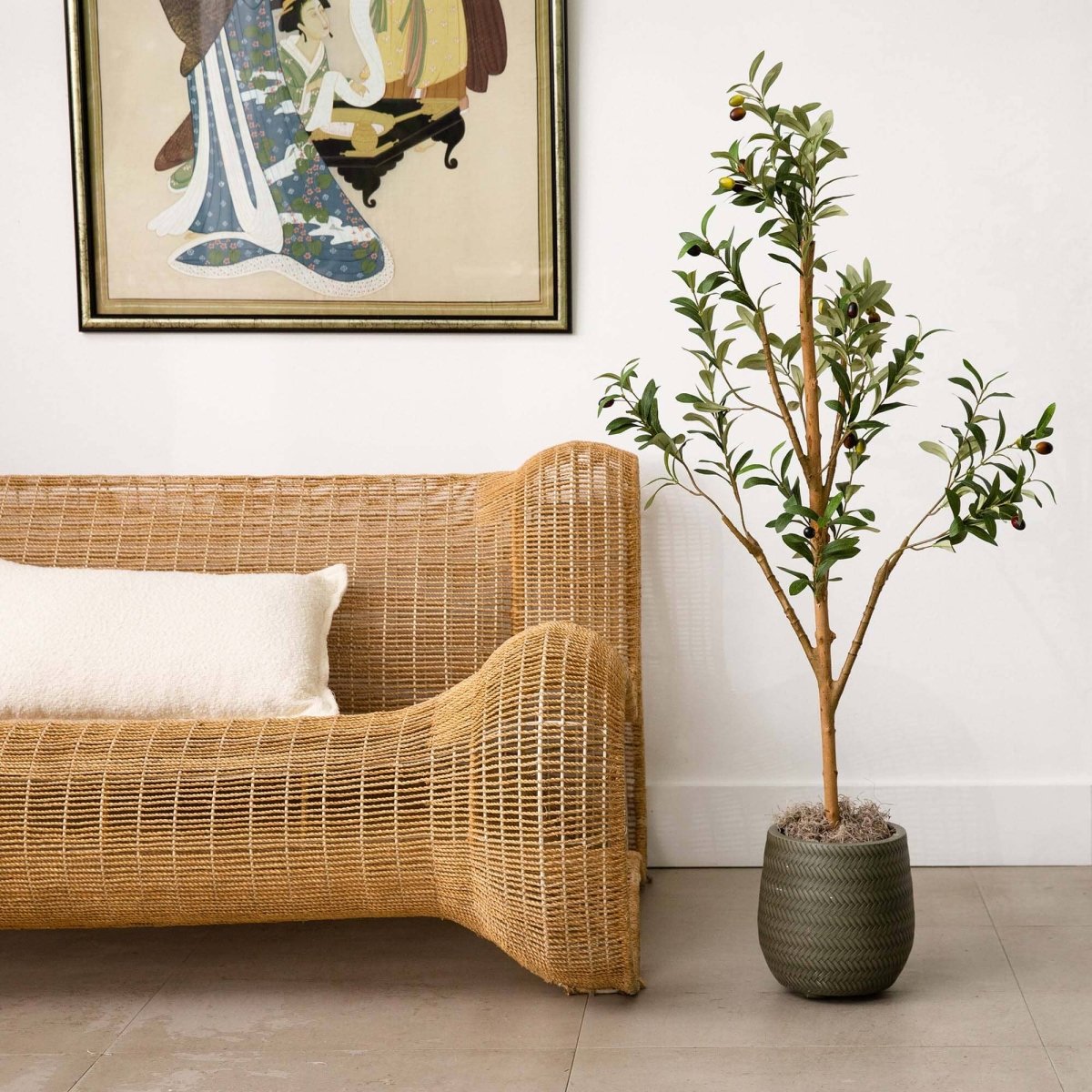 Nearly Natural 4’ Artificial Olive Tree with Natural Trunk