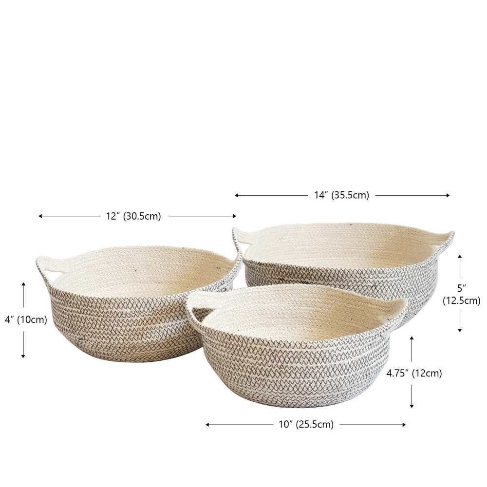 
                      
                        Three woven baskets with dimensions labeled on a white background
                      
                    