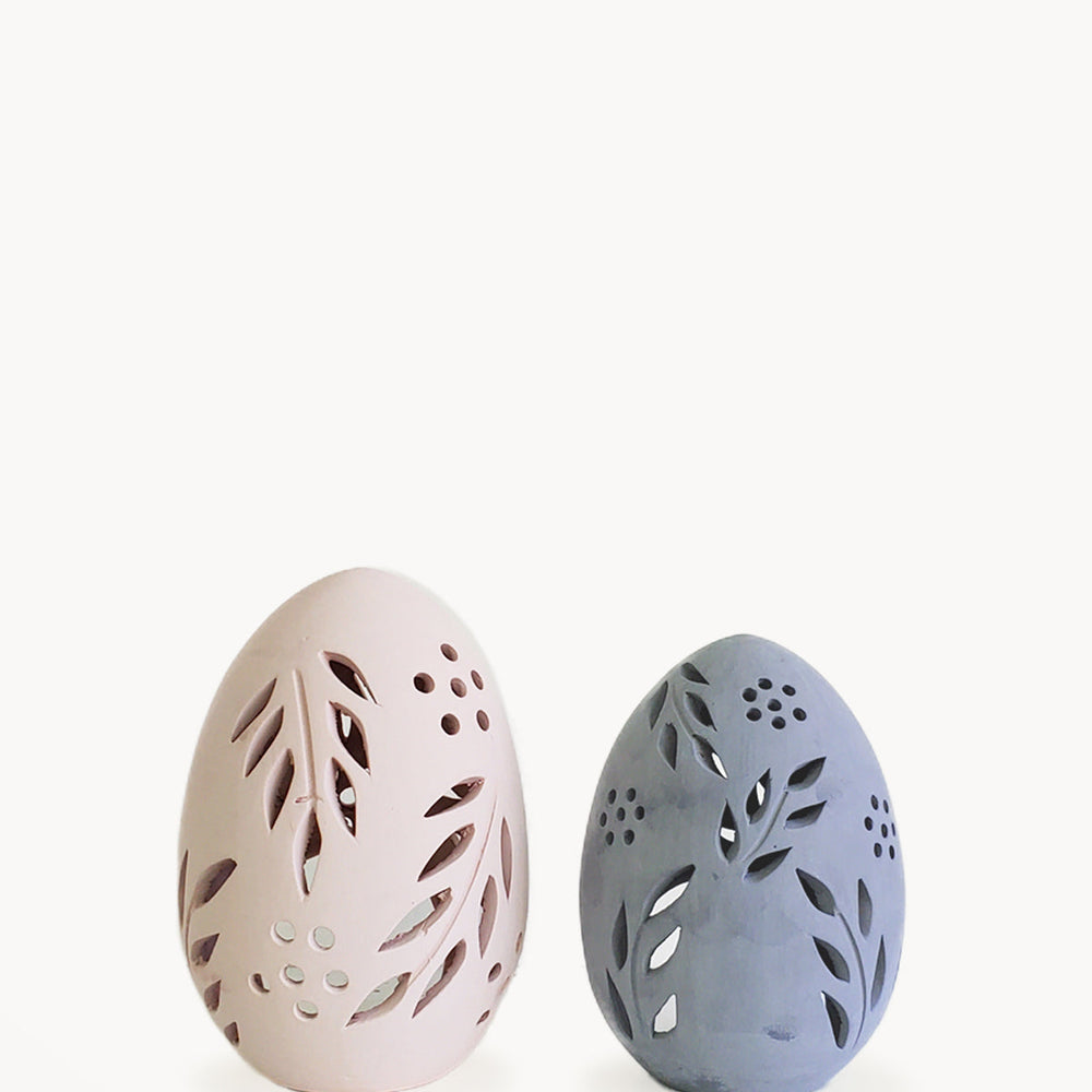 Terracotta Egg Lantern, Set of 2