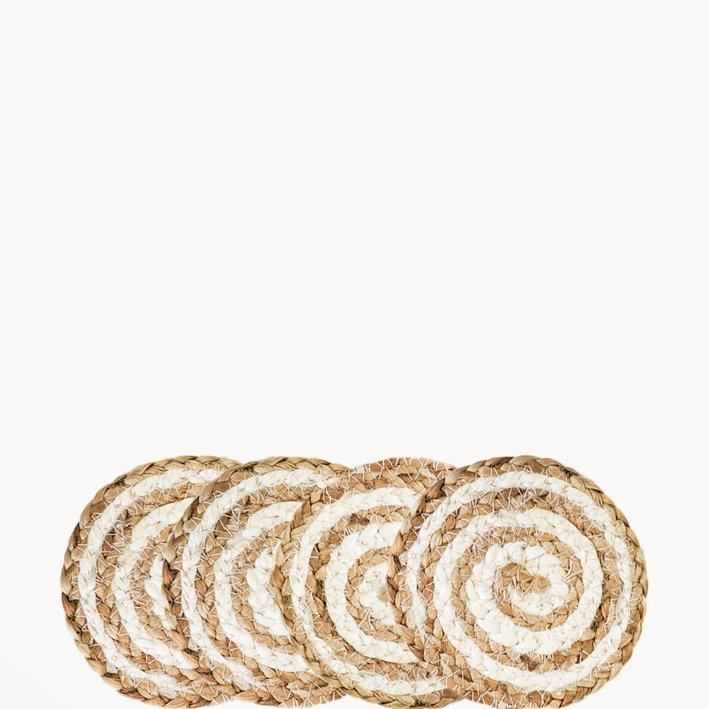 Kata Spiral Drink Coaster, Natural - Set of 4
