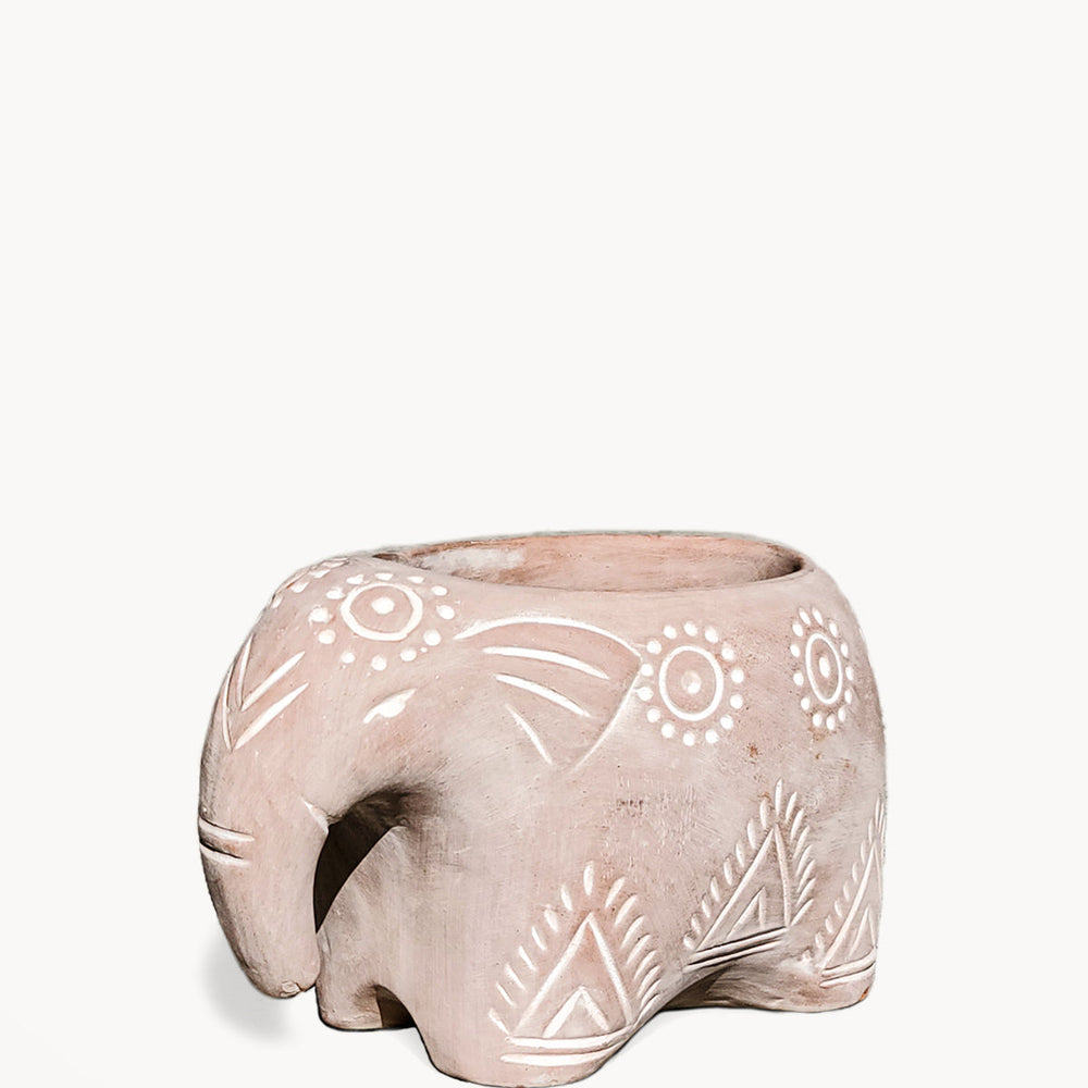 Terracotta Pot - Folk Elephant