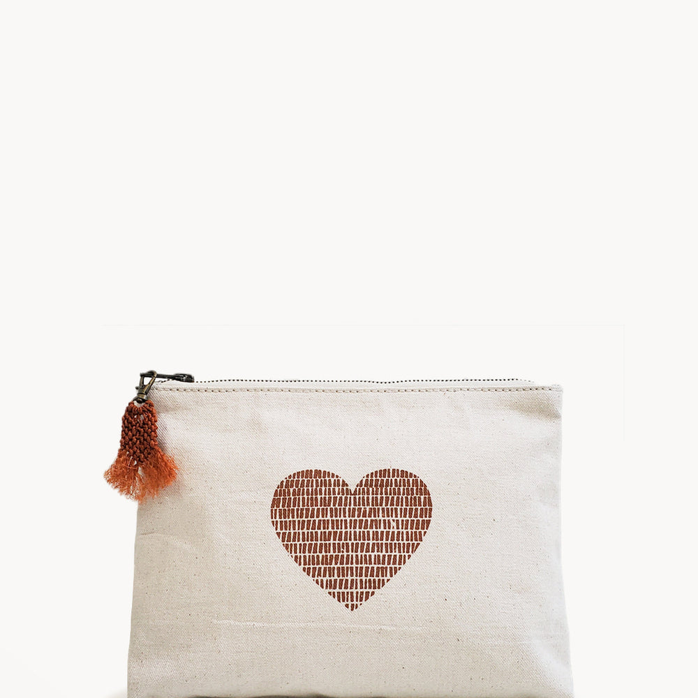 Hand Screen Printed Cotton Canvas Pouch - Love