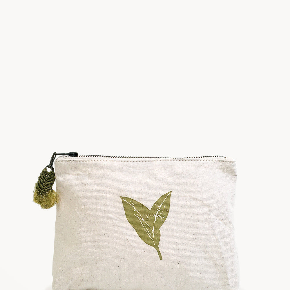 Hand Screen Printed Cotton Canvas Pouch - Nature