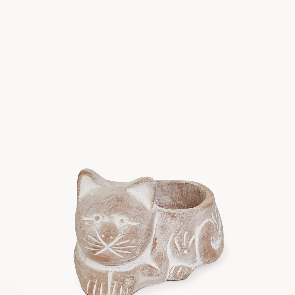 Terracotta Tea Light Candle Holder, Cat