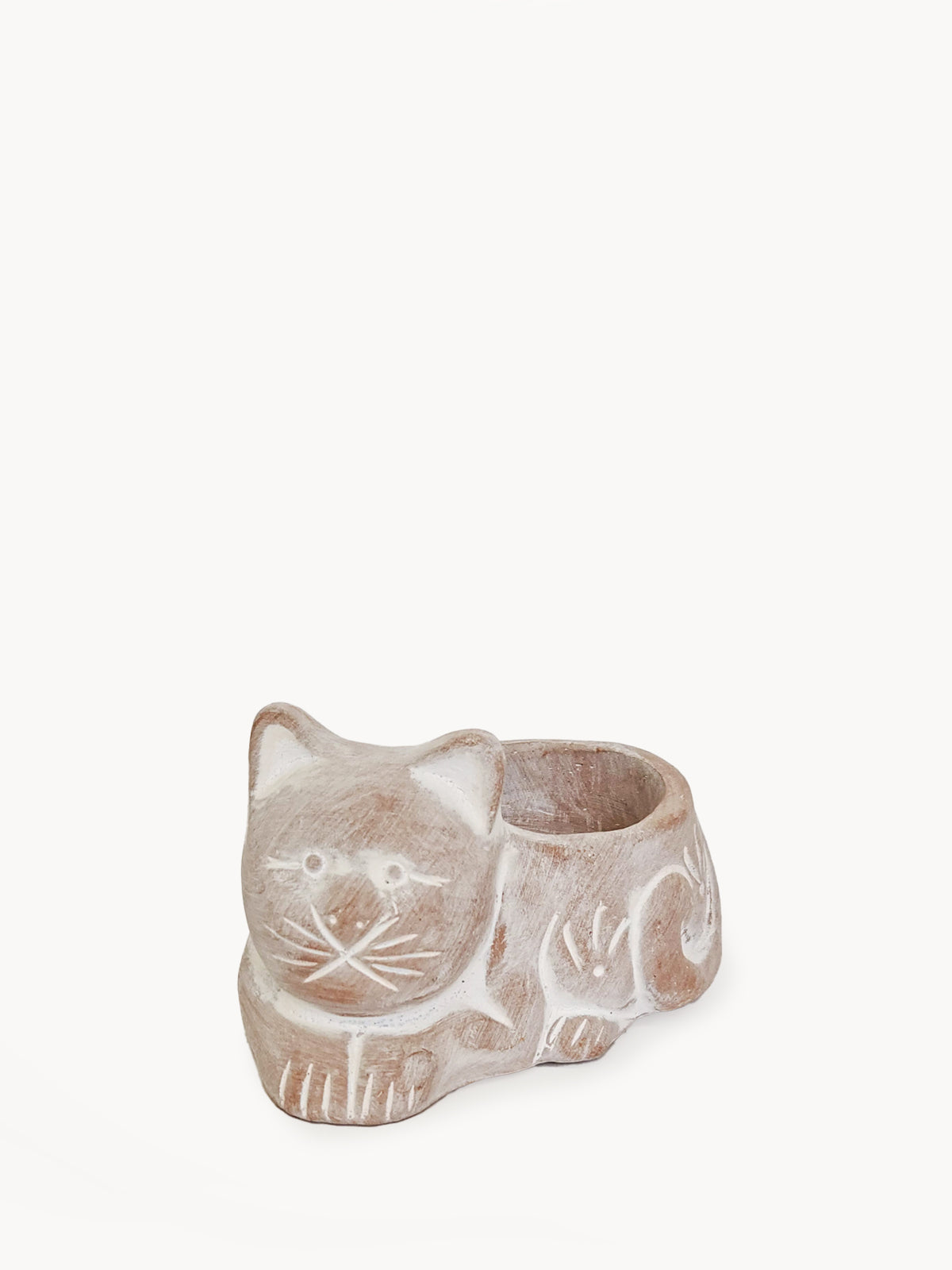 Terracotta Tea Light Candle Holder, Cat