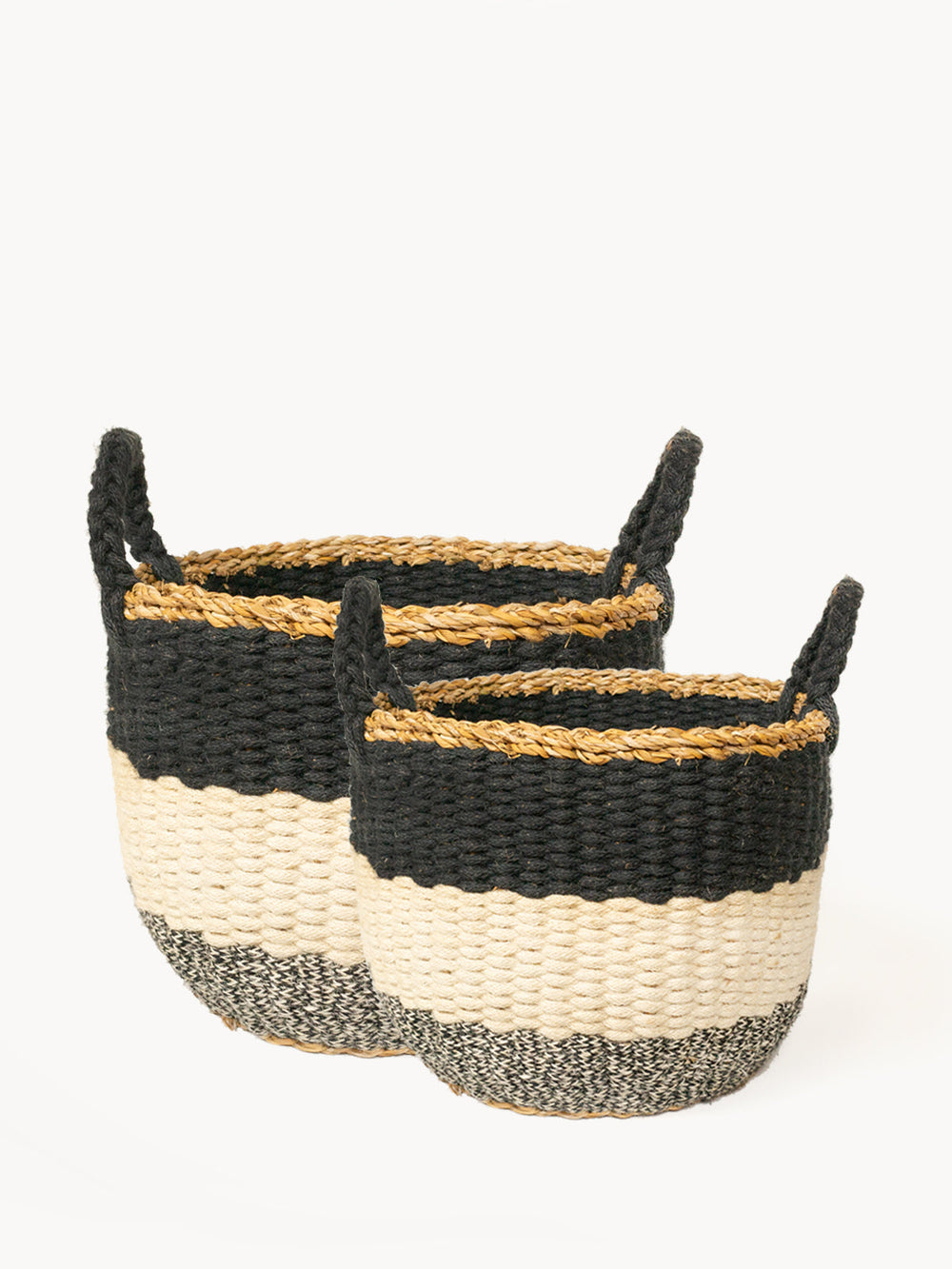 Ula Stripe Basket, Black