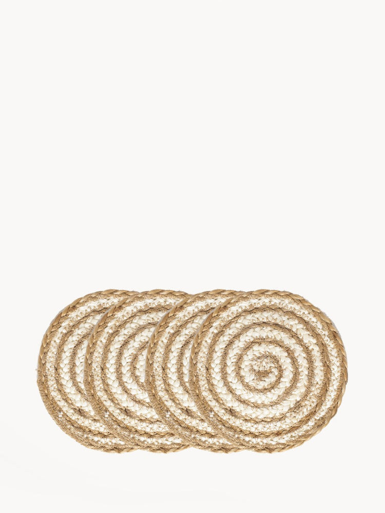 Kata Spiral Coaster Trivet, Natural - Set of 4