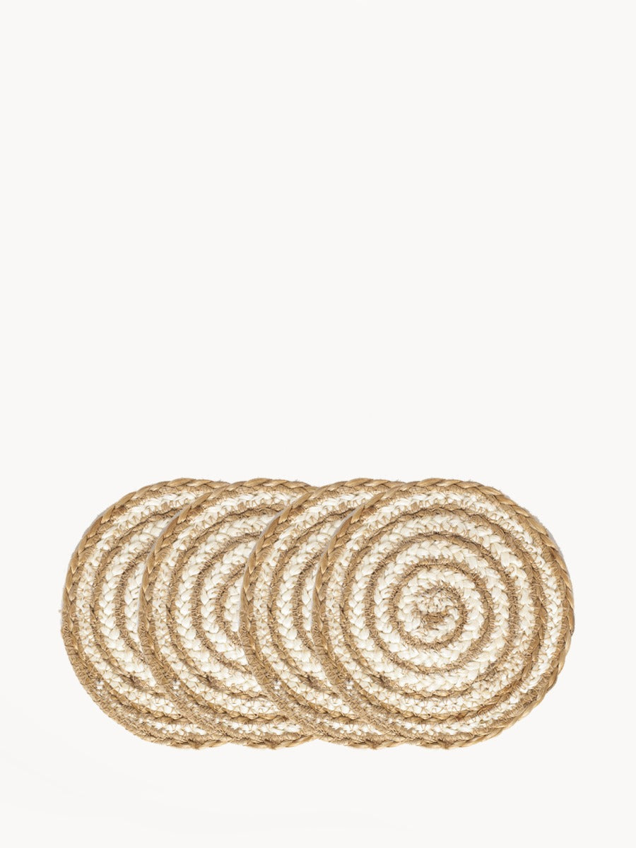 Kata Spiral Coaster Trivet, Natural - Set of 4