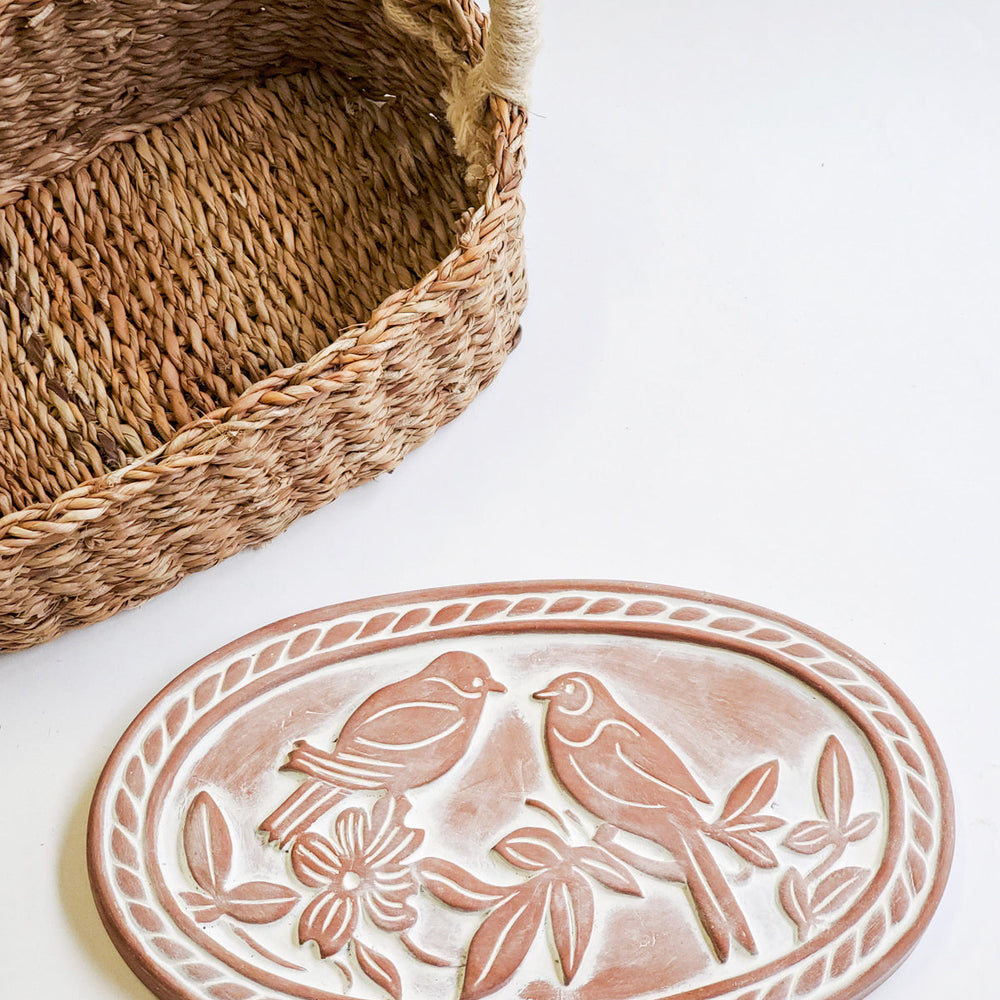 
                      
                        Bread Warmer & Basket Gift Set with Tea Towel - Lovebird Oval
                      
                    
