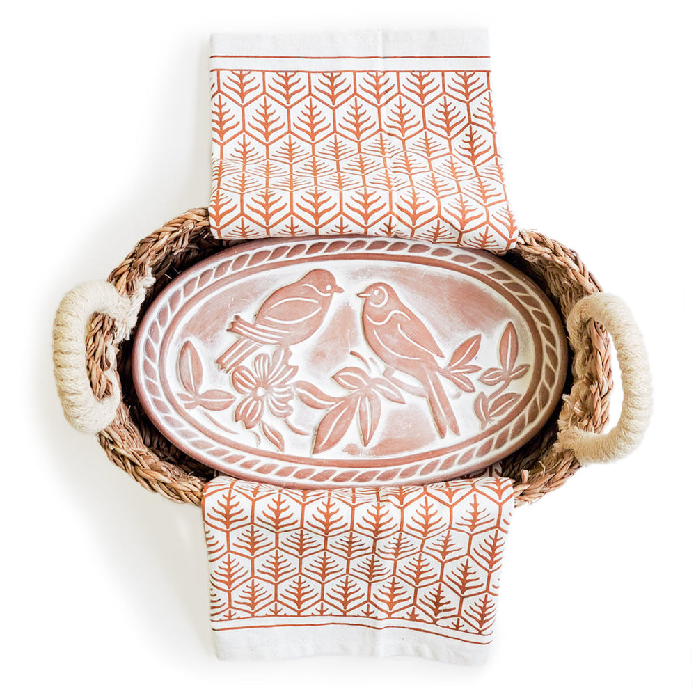 
                      
                        Bread Warmer & Basket Gift Set with Tea Towel - Lovebird Oval
                      
                    