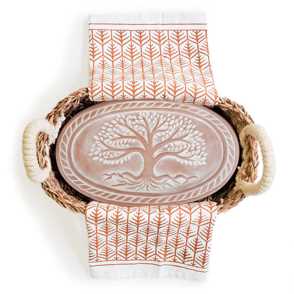 
                      
                        Bread Warmer & Basket Gift Set with Tea Towel - Tree of Life Oval
                      
                    