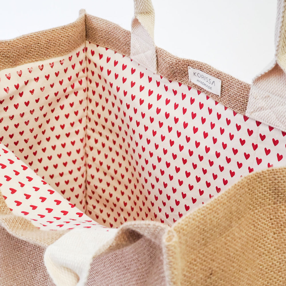 Jute Canvas Market Bag - Love
