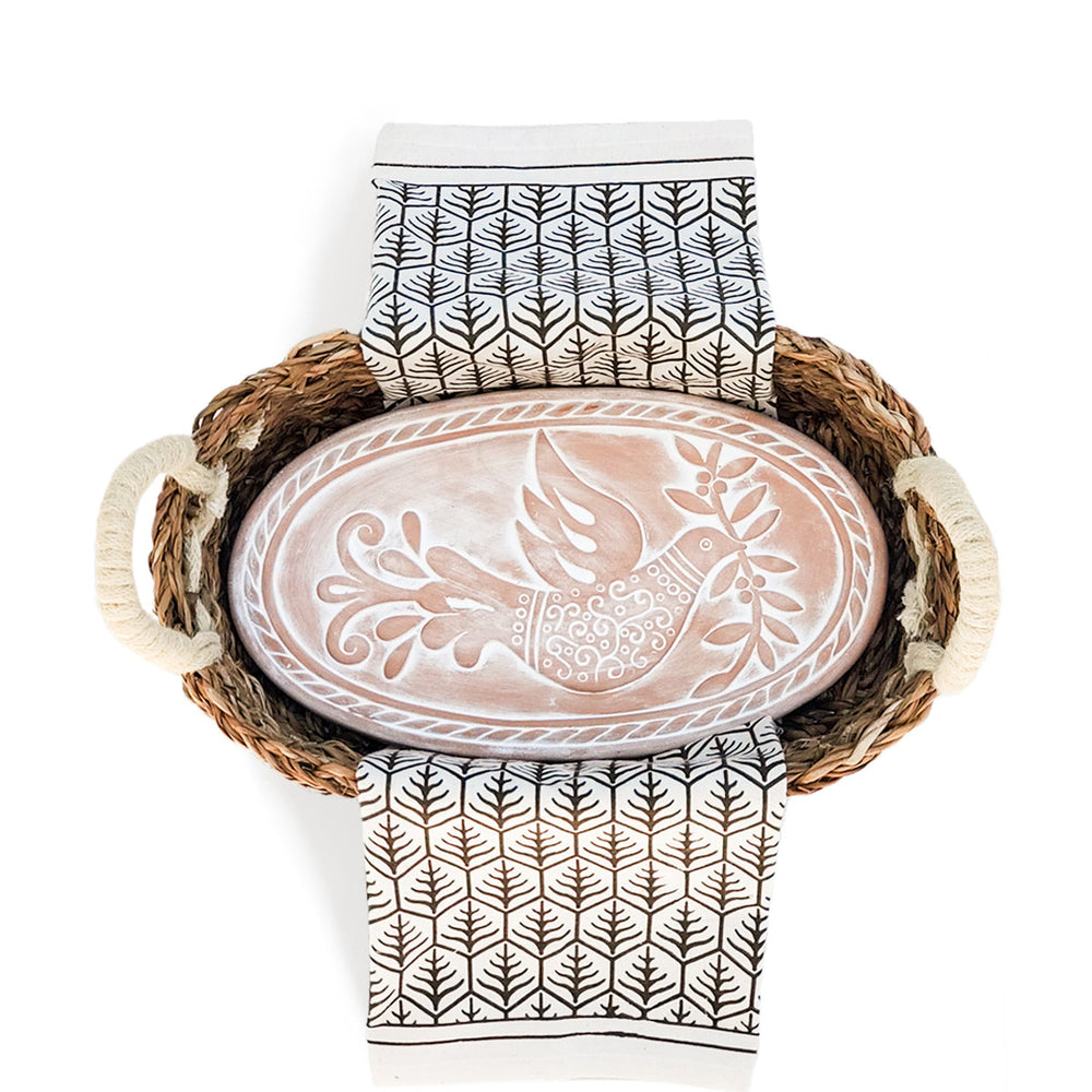 
                      
                        Bread Warmer & Basket Gift Set with Tea Towel - Bird Oval
                      
                    