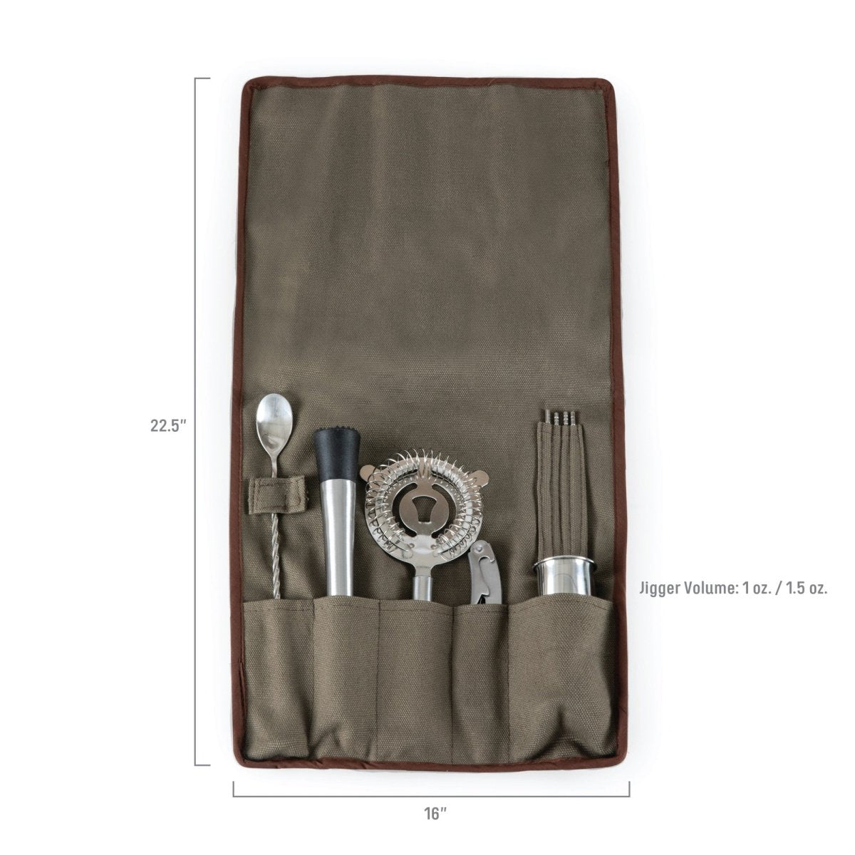 Picnic Time Family of Brands 10 - Piece Bar Tool Roll Up Kit - lily & onyx