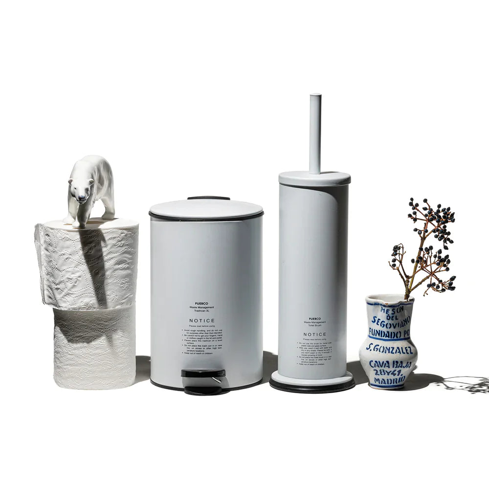 Steel Trash Can, White