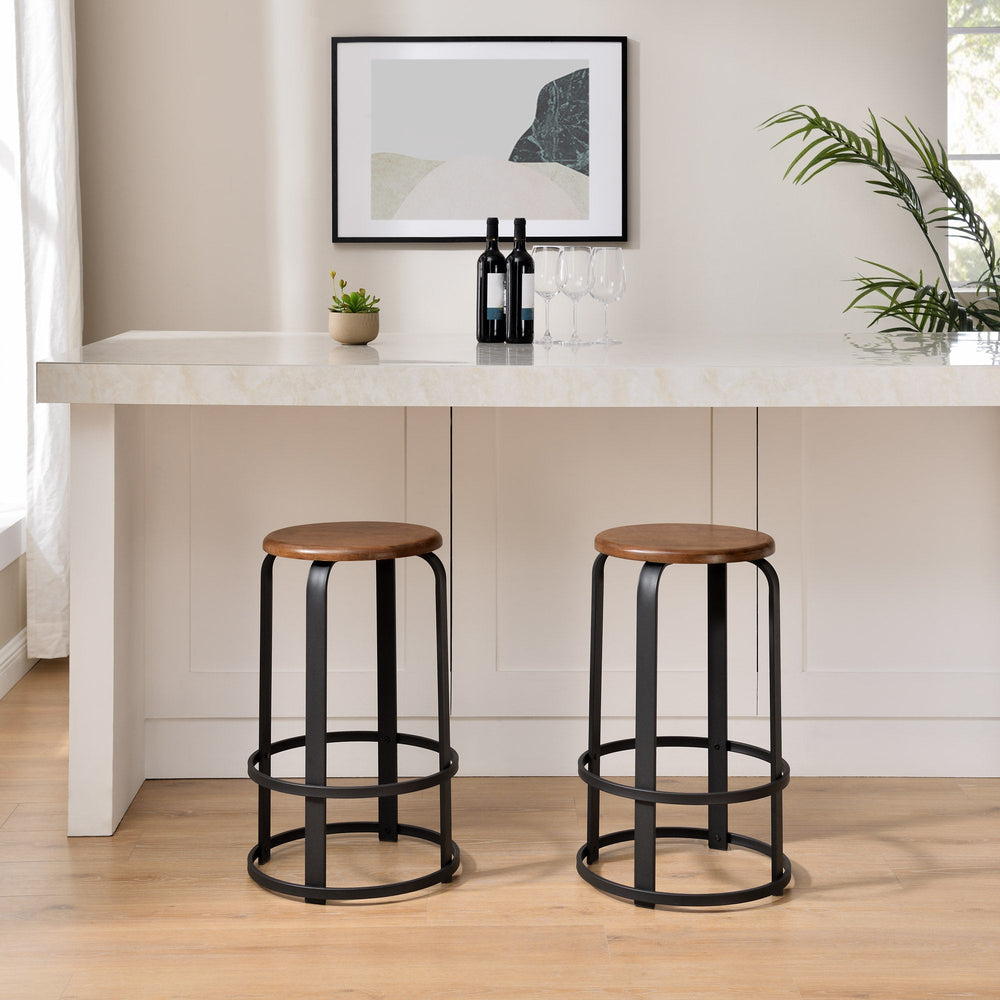 
                      
                        Colton 26" Metal and Wood Round Kitchen Bar Stool
                      
                    