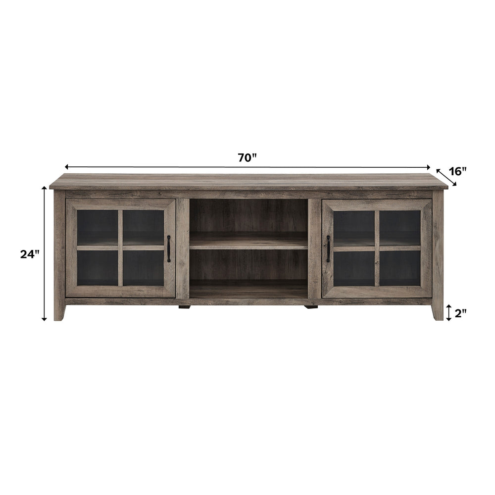 
                      
                        70" Farmhouse Simple Window Pane 2 Door Wood TV Stand
                      
                    