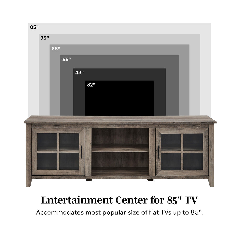 
                      
                        70" Farmhouse Simple Window Pane 2 Door Wood TV Stand
                      
                    
