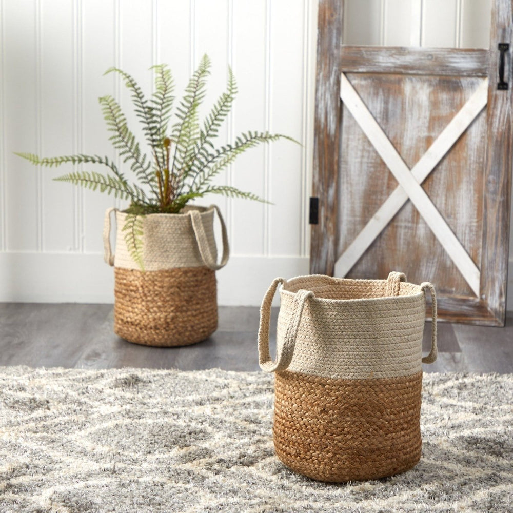 Nearly Natural 12.5” Handmade Natural Jute and Cotton Planter - lily & onyx