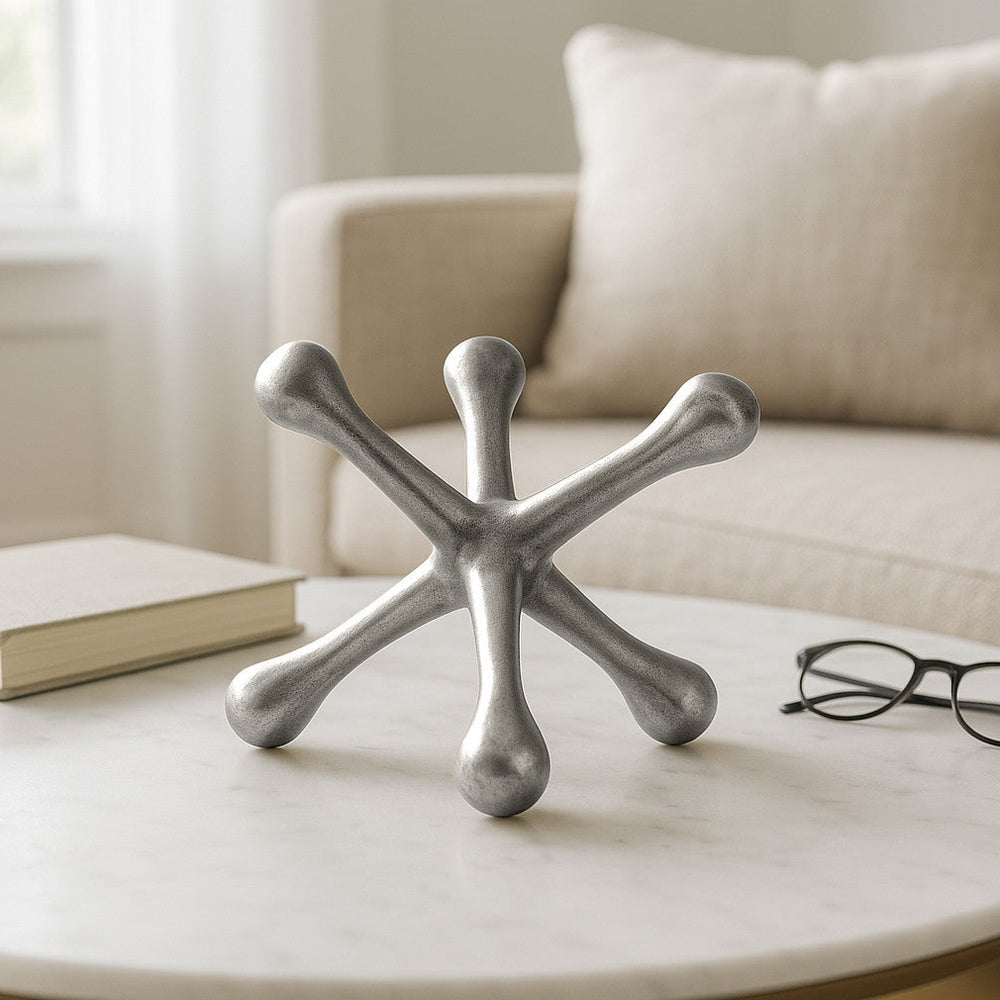 
                      
                        Metal Decorative Jack Sculpture in Silver, 8"
                      
                    